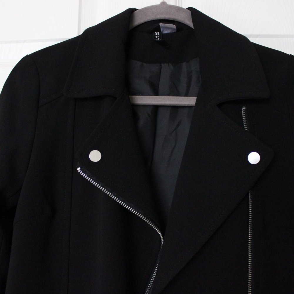 H&M Black Long Moto Jacket - Picture 4 of 7